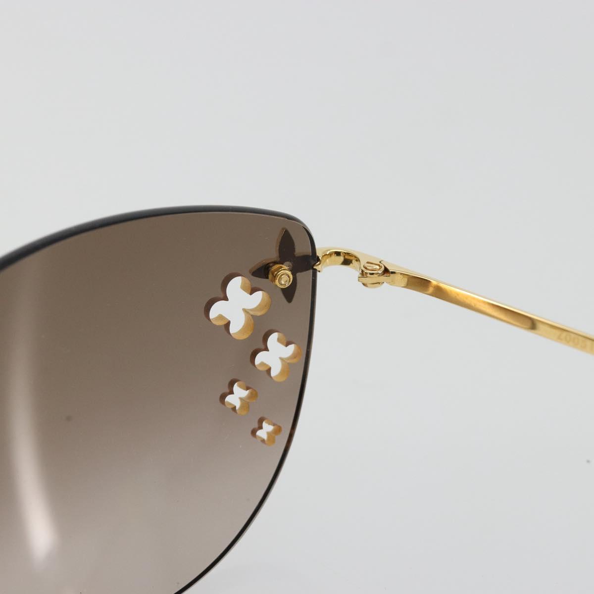 LOUIS VUITTON Desmayo Cat Eye Sunglasses Metal Brown Gold Z0051U Auth BA14024M