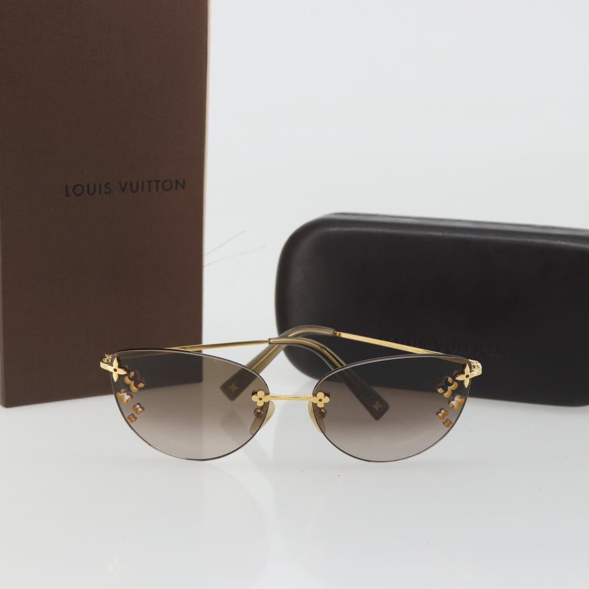 LOUIS VUITTON Desmayo Cat Eye Sunglasses Metal Brown Gold Z0051U Auth BA14024M