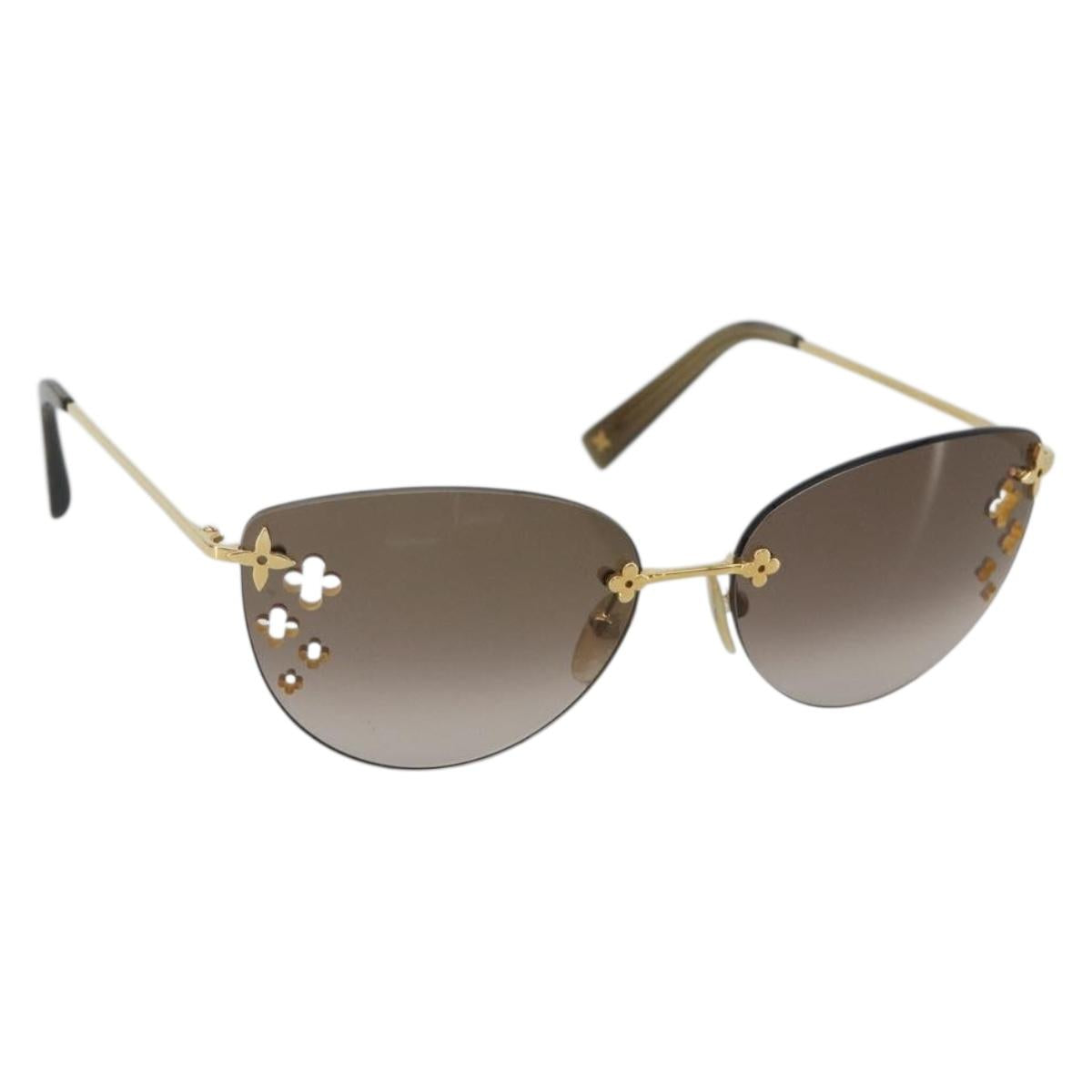 LOUIS VUITTON Desmayo Cat Eye Sunglasses Metal Brown Gold Z0051U Auth BA14024M