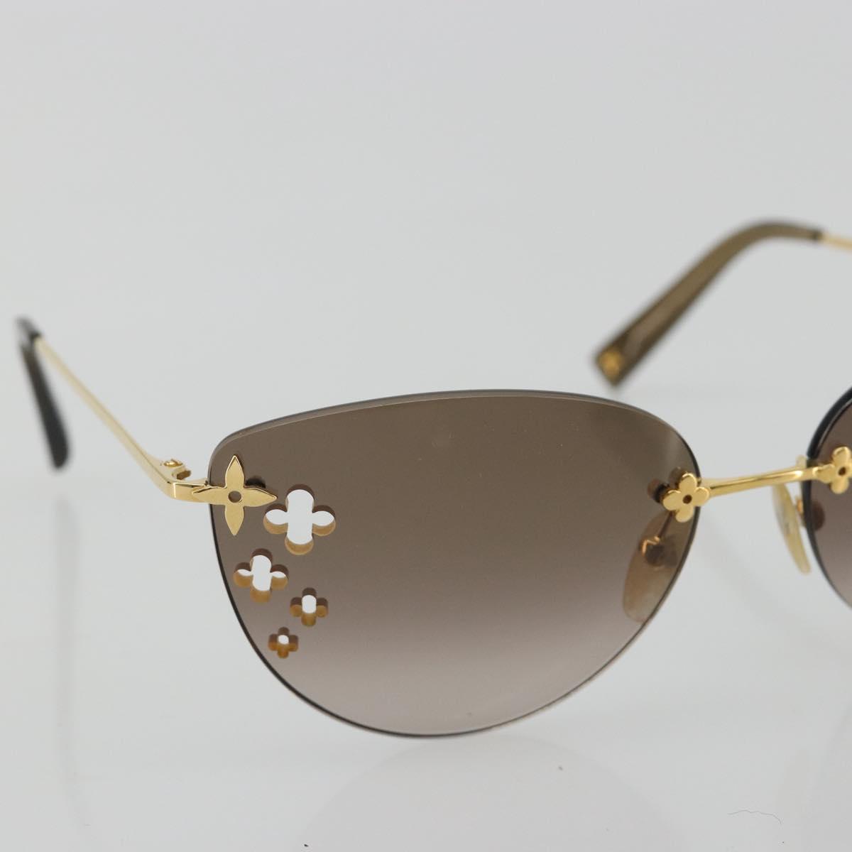 LOUIS VUITTON Desmayo Cat Eye Sunglasses Metal Brown Gold Z0051U Auth BA14024M