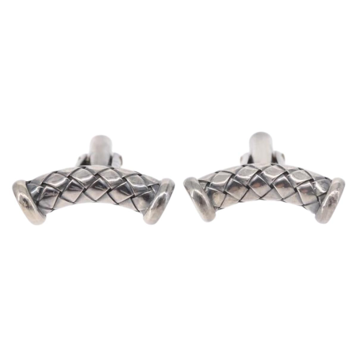 BOTTEGA VENETA INTRECCIATO Cuffs & Cuff Case Silver Ag925 Auth BA14025V