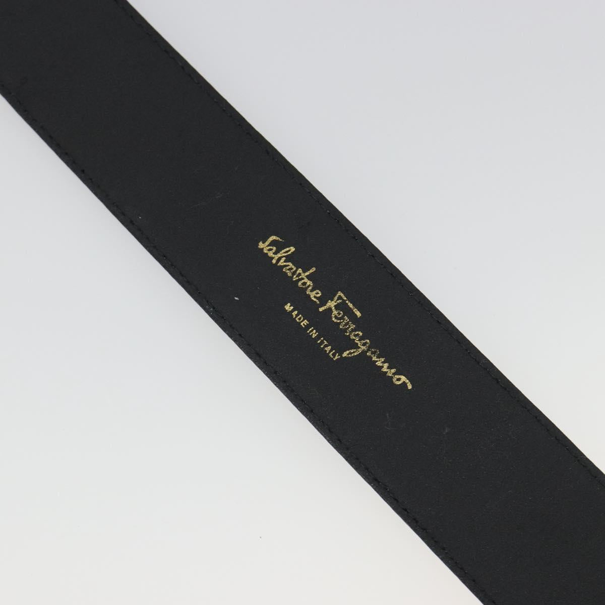Salvatore Ferragamo Double Gancini Belt Leather Navy Gold Auth BA14028