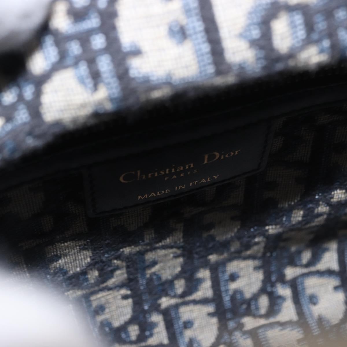 Christian Dior Oblique Jacquard Lady Dior Medium Rattan Navy Auth BA14029SAM