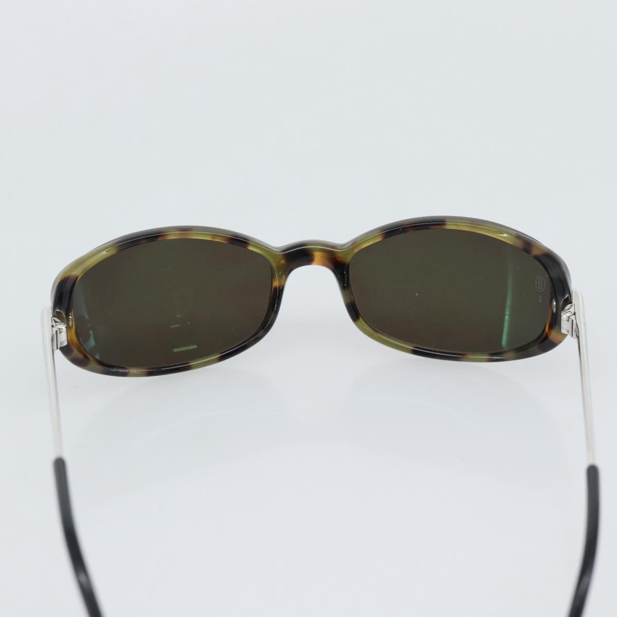 CARTIER Tortoise Sunglasses Metal Brown Silver Auth BA14032V