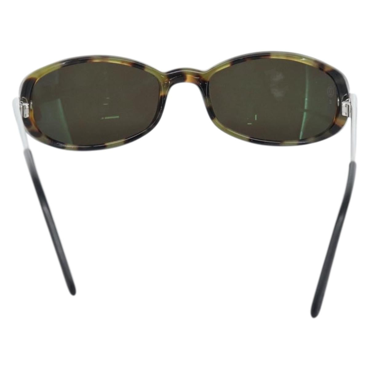 CARTIER Tortoise Sunglasses Metal Brown Silver Auth BA14032V