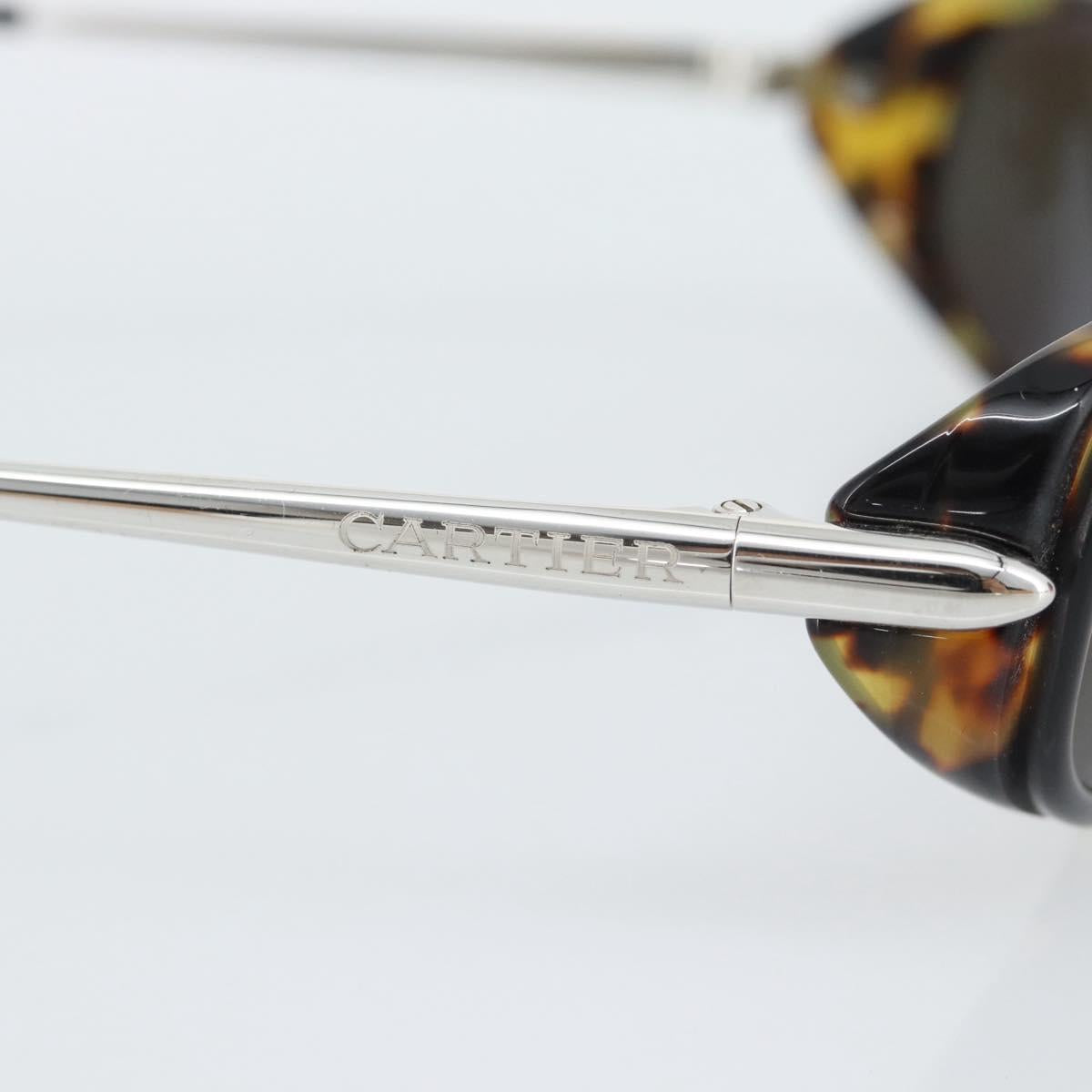 CARTIER Tortoise Sunglasses Metal Brown Silver Auth BA14032V