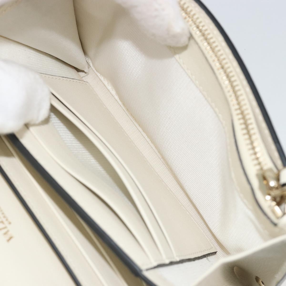 VALENTINO Rock Studs Wallet Leather Ivory Gold Auth BA14034M