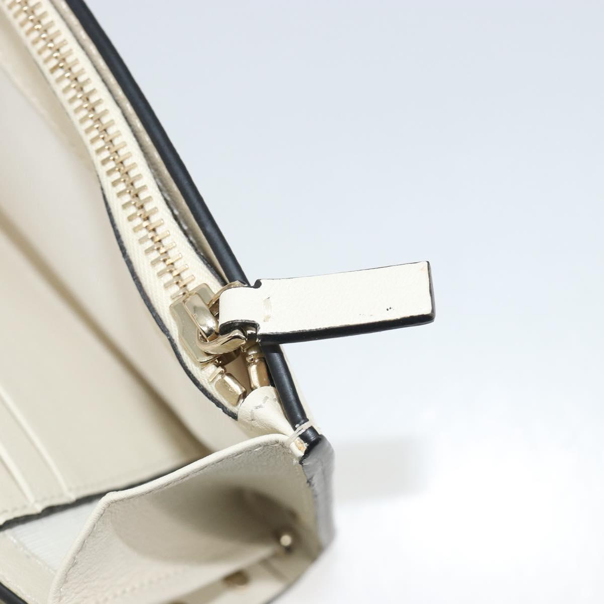 VALENTINO Rock Studs Wallet Leather Ivory Gold Auth BA14034M