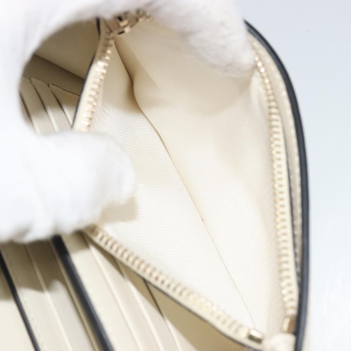 VALENTINO Rock Studs Wallet Leather Ivory Gold Auth BA14034M