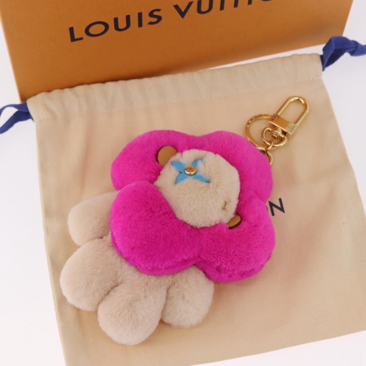 LOUIS VUITTON Vivienne Vison Christmas Key Holder Fur Pink M00870 Auth BA14035M