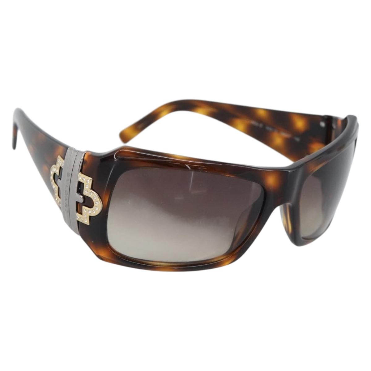 BVLGARI Sunglasses Plastic Brown Gold Auth BA14044