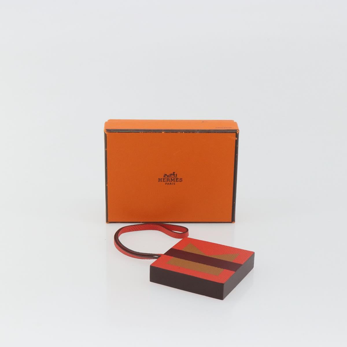 HERMES Retort Okare K Bag Charm Leather Orange Auth BA14045M
