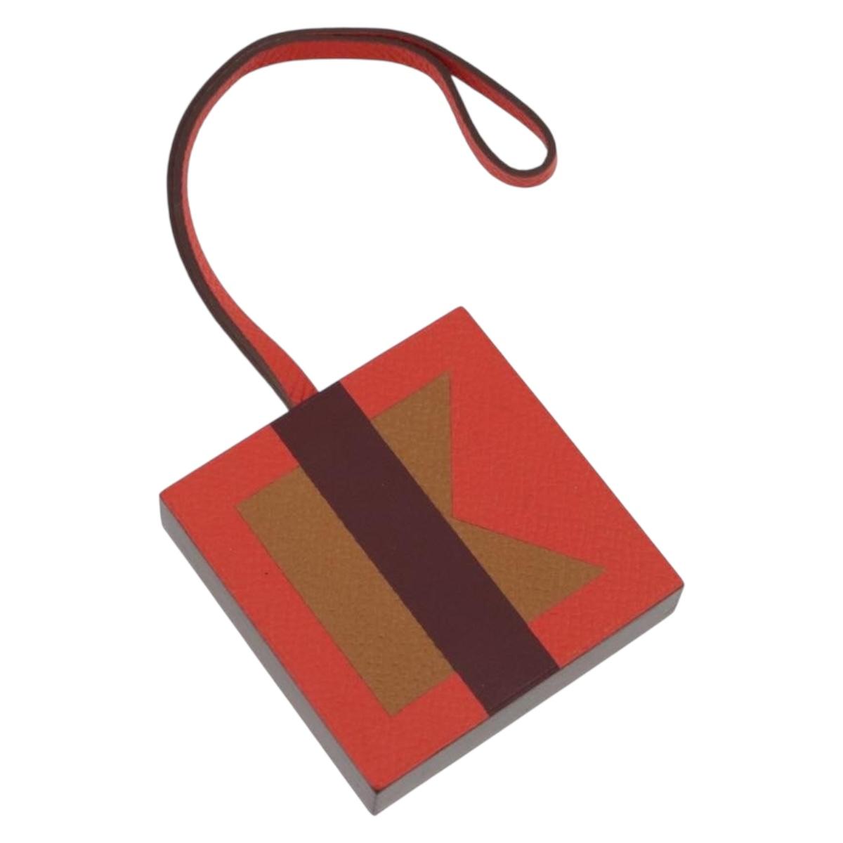 HERMES Retort Okare K Bag Charm Leather Orange Auth BA14045M