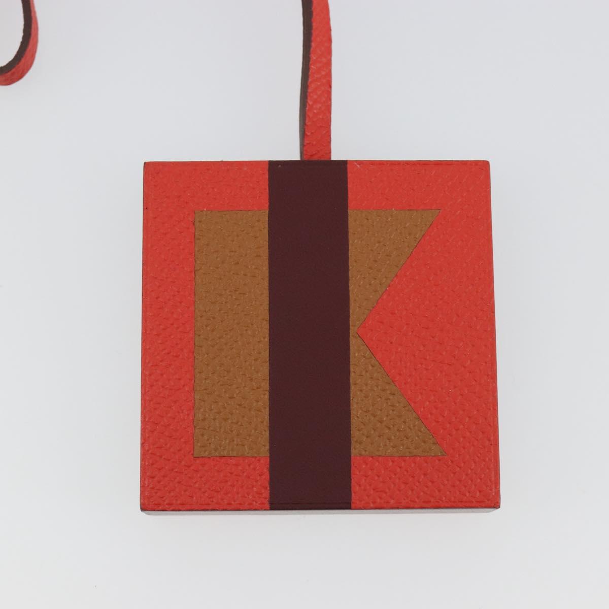 HERMES Retort Okare K Bag Charm Leather Orange Auth BA14045M