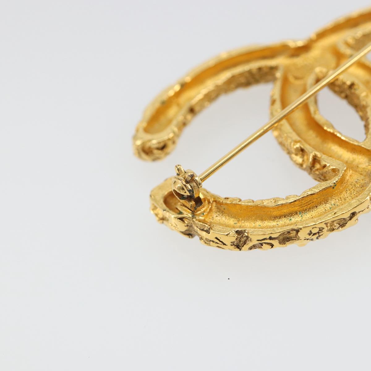 CHANEL Lava Brooch Metal Gold Tone CC Auth BA14046V