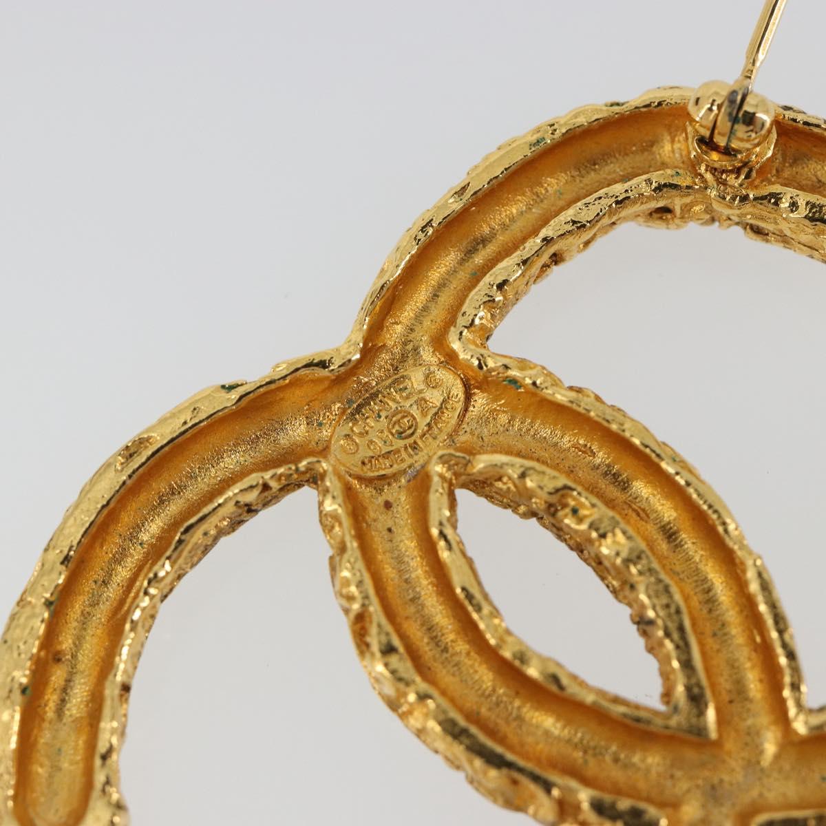 CHANEL Lava Brooch Metal Gold Tone CC Auth BA14046V