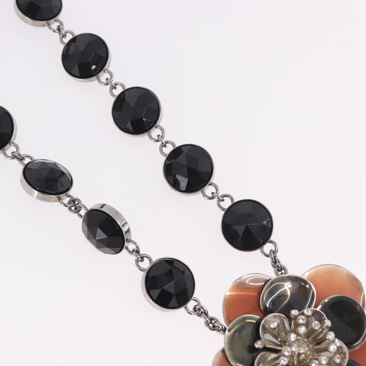Miu Miu Necklace Metal Black Silver Auth BA14047A