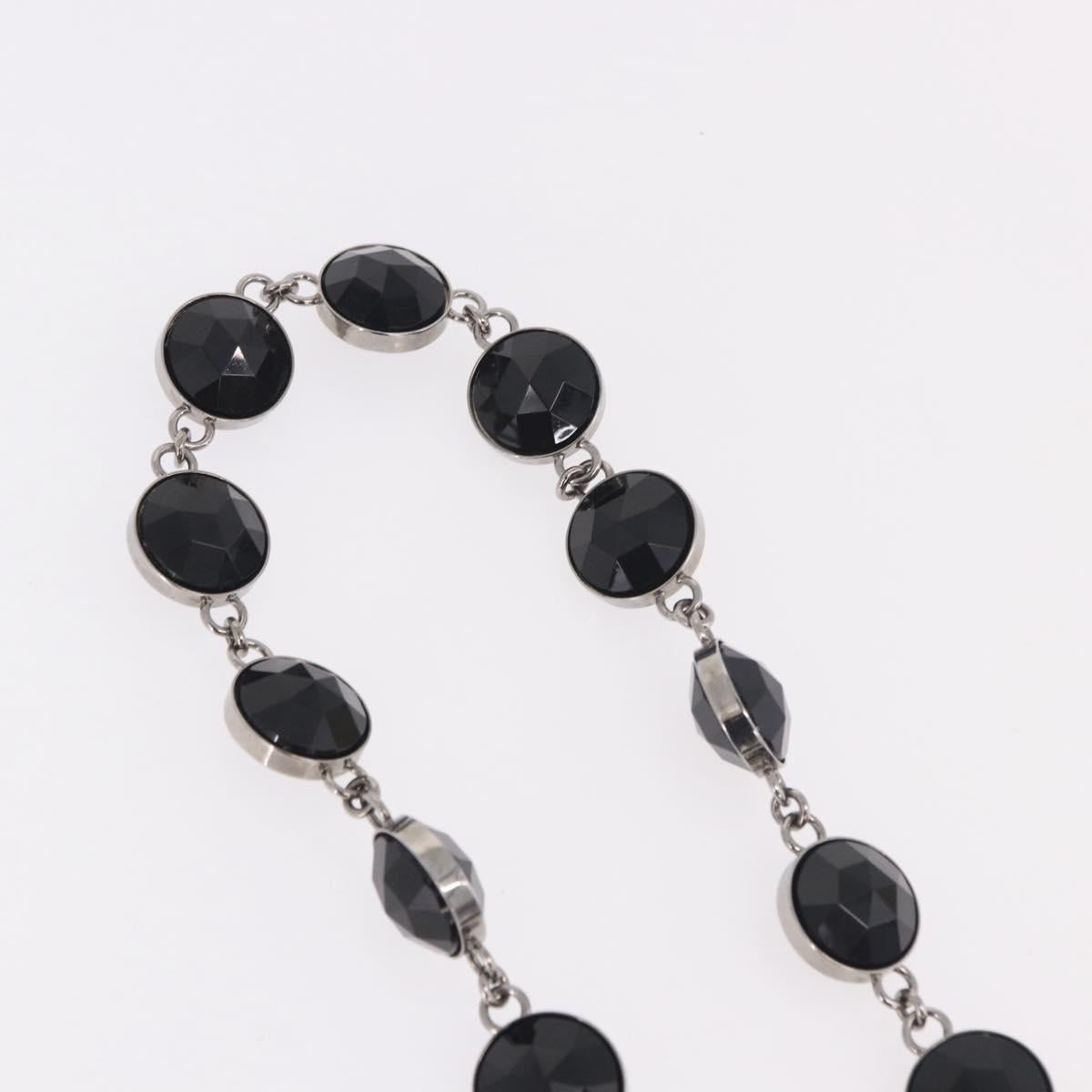 Miu Miu Necklace Metal Black Silver Auth BA14047A