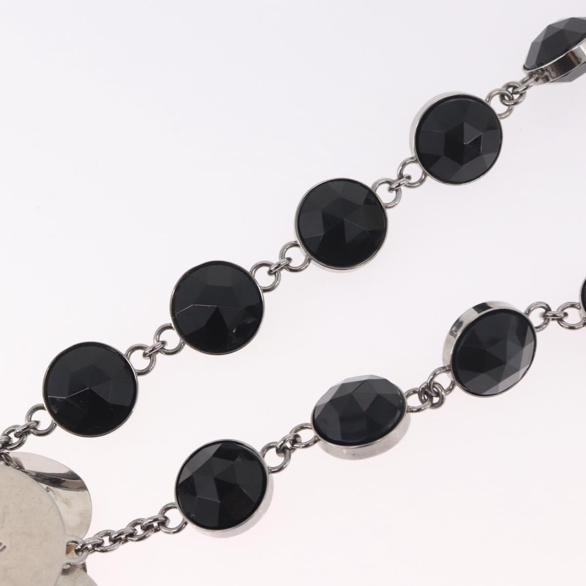 Miu Miu Necklace Metal Black Silver Auth BA14047A