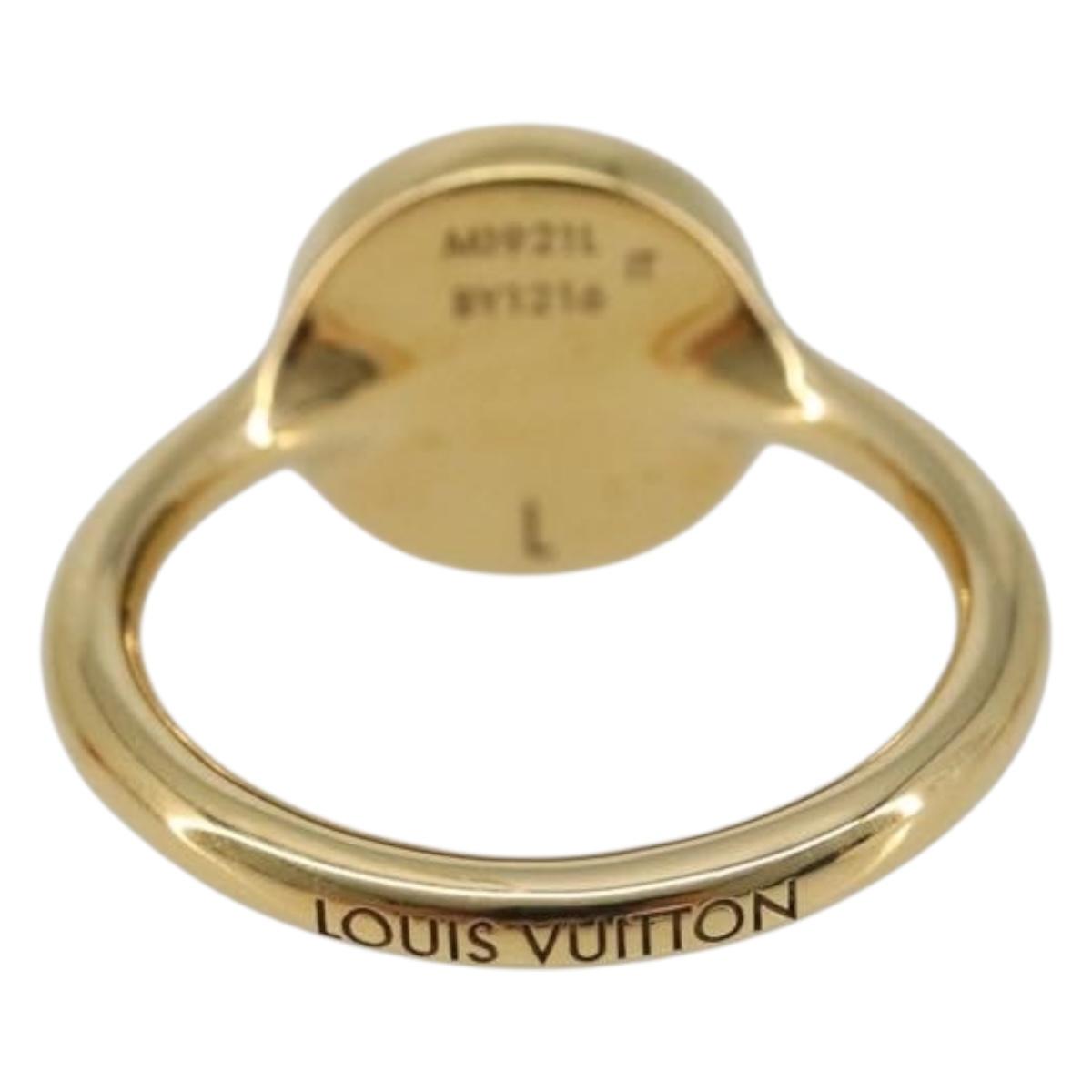 LOUIS VUITTON LV Confetti Ring Metal Fuchsia Pink Gold Tone M1921L Auth BA14048M