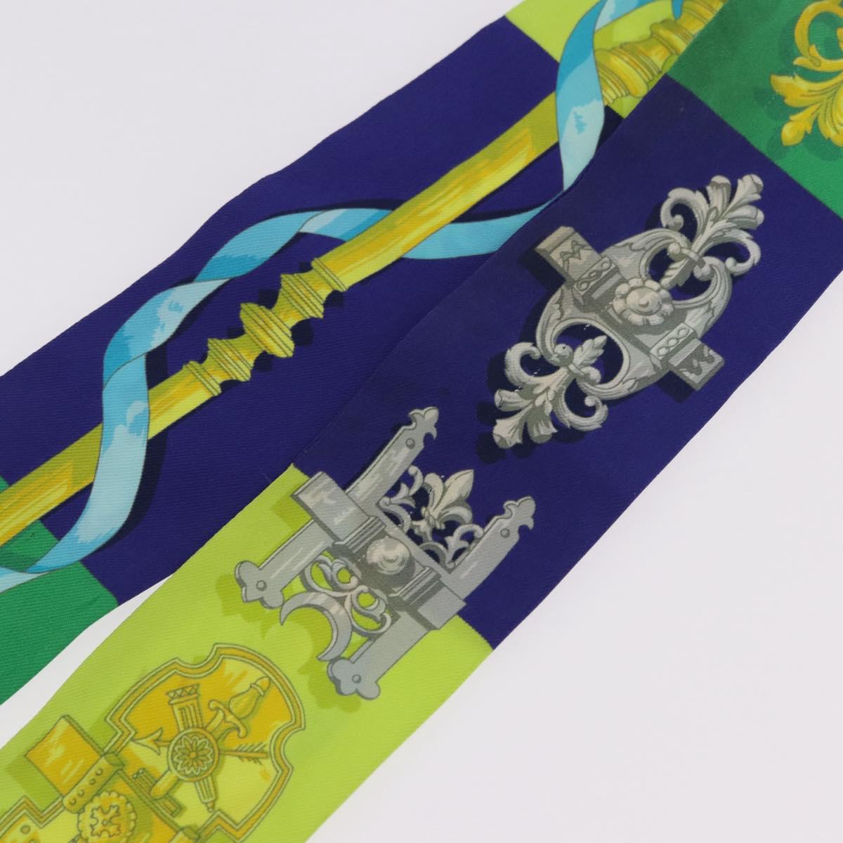 HERMES Twilly Scarf Silk 2 Set Blue Red Green Auth BA14066