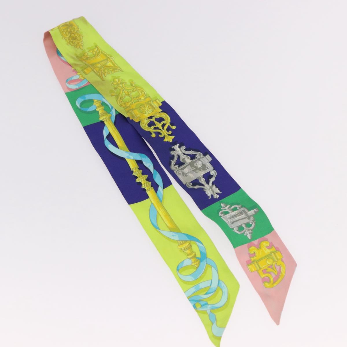 HERMES Twilly Scarf Silk 2 Set Blue Red Green Auth BA14066