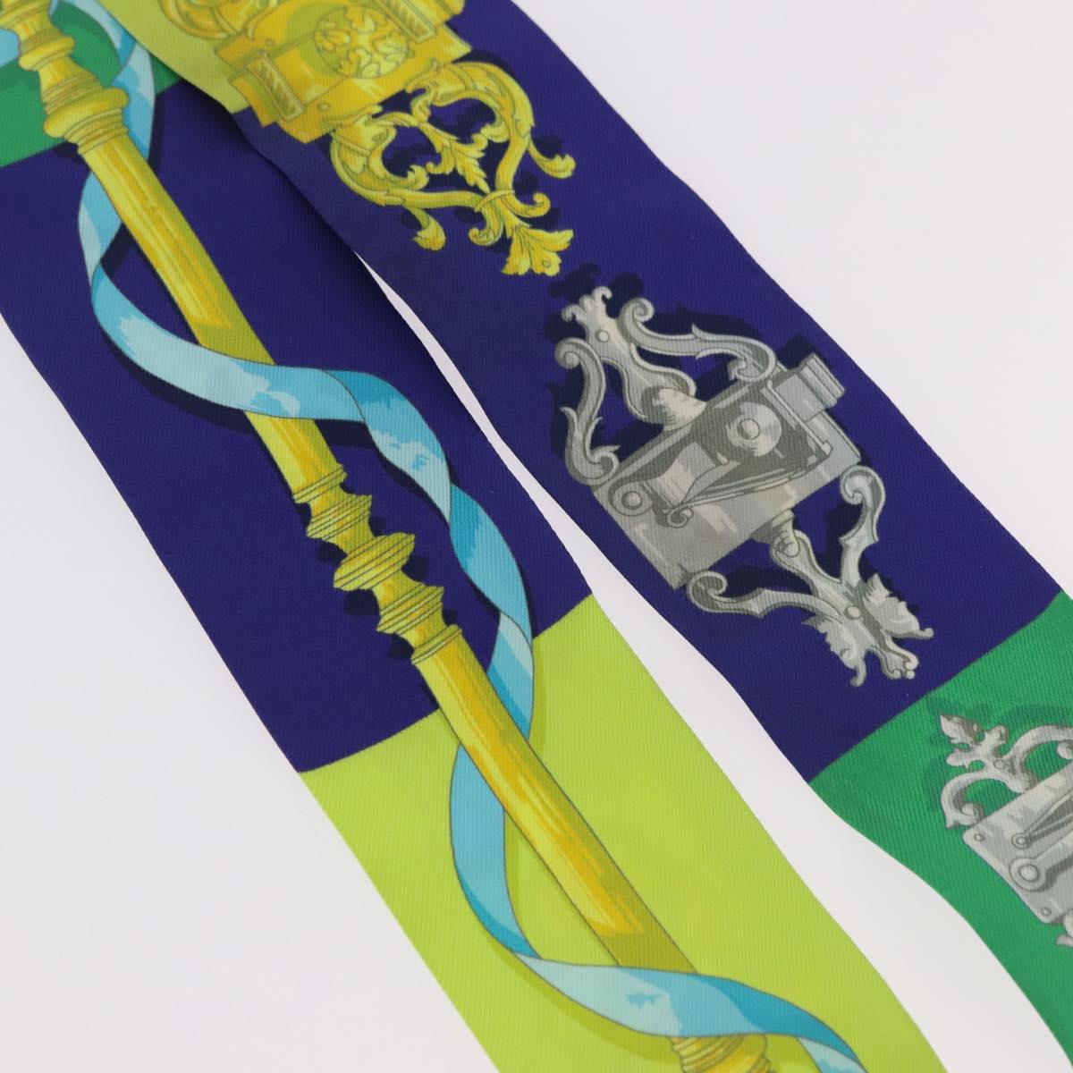 HERMES Twilly Scarf Silk 2 Set Blue Red Green Auth BA14066
