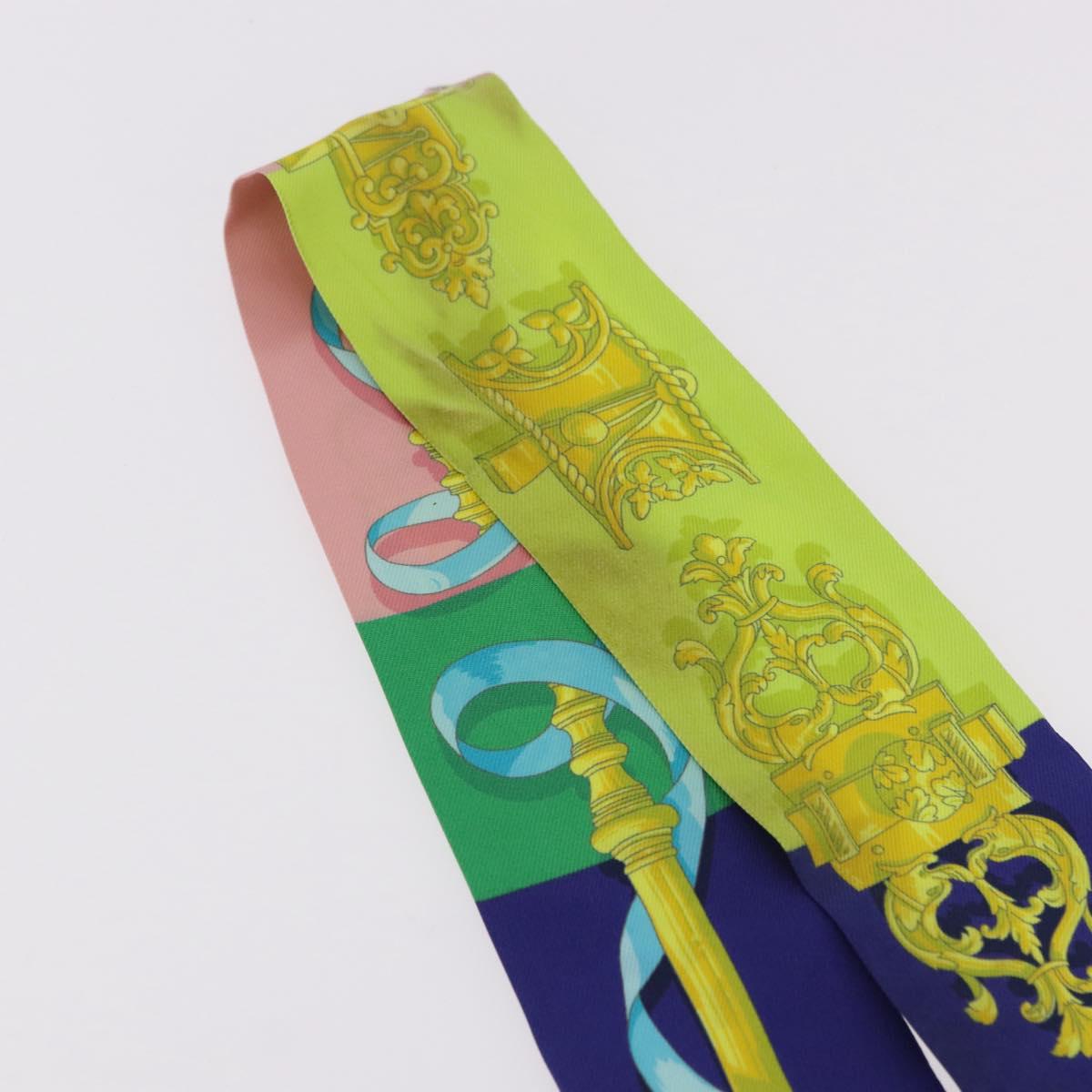 HERMES Twilly Scarf Silk 2 Set Blue Red Green Auth BA14066
