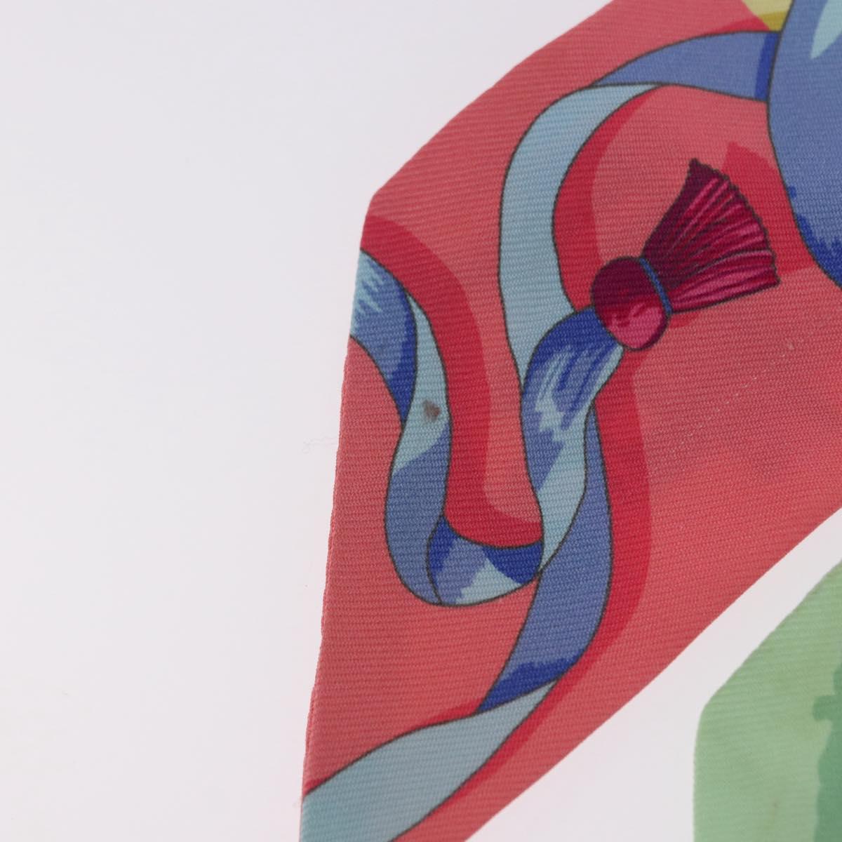 HERMES Twilly Scarf Silk 2 Set Blue Red Green Auth BA14066