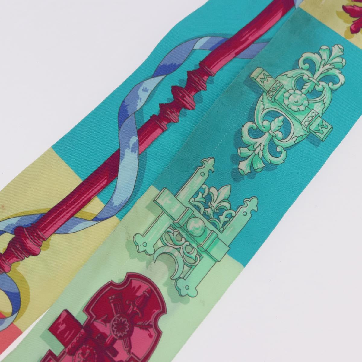 HERMES Twilly Scarf Silk 2 Set Blue Red Green Auth BA14066