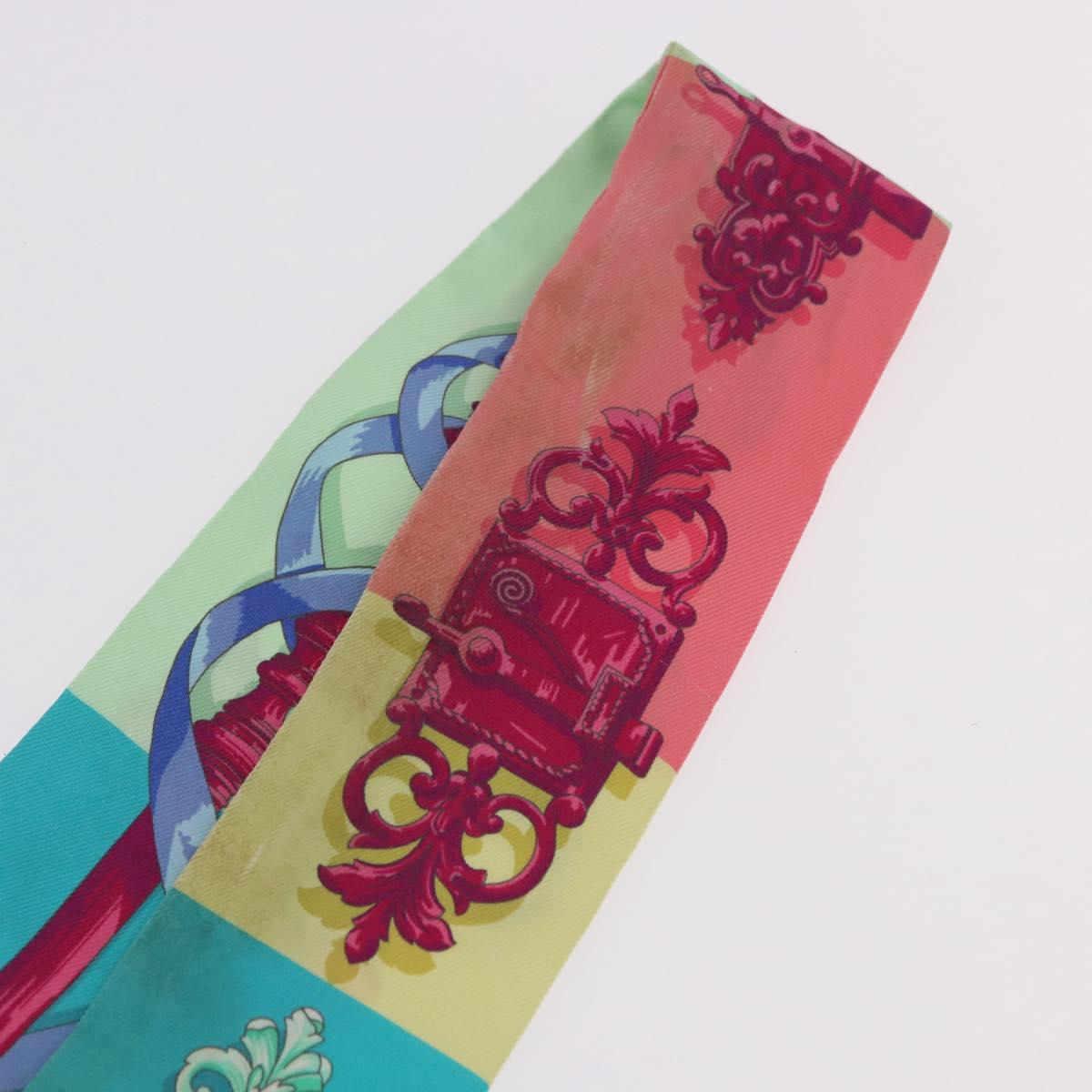 HERMES Twilly Scarf Silk 2 Set Blue Red Green Auth BA14066