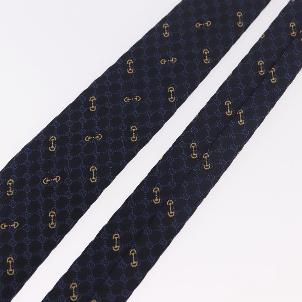 GUCCI Horsebit Necktie Silk Jacquard Blue Auth BA14067M