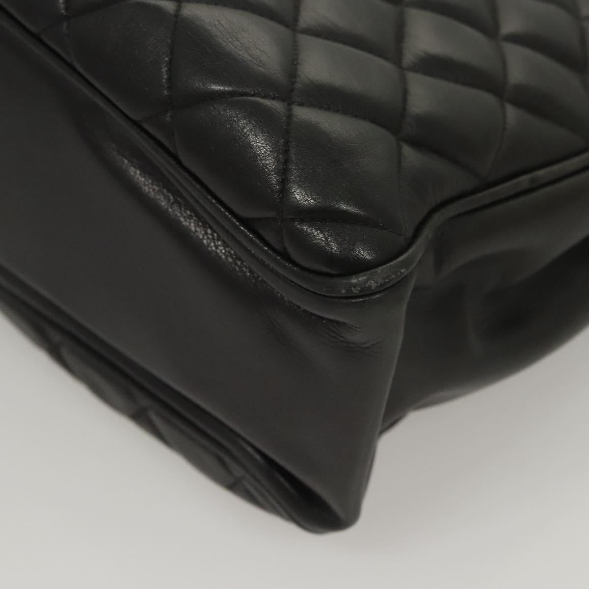 CHANEL Matelasse Chain Shoulder Bag Lamb Skin Black Gold CC Auth BA1407