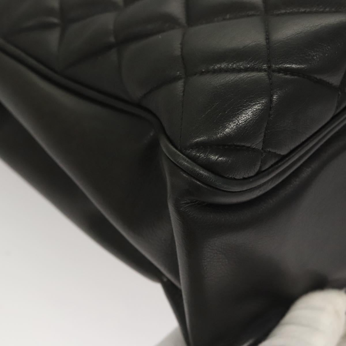 CHANEL Matelasse Chain Shoulder Bag Lamb Skin Black Gold CC Auth BA1407