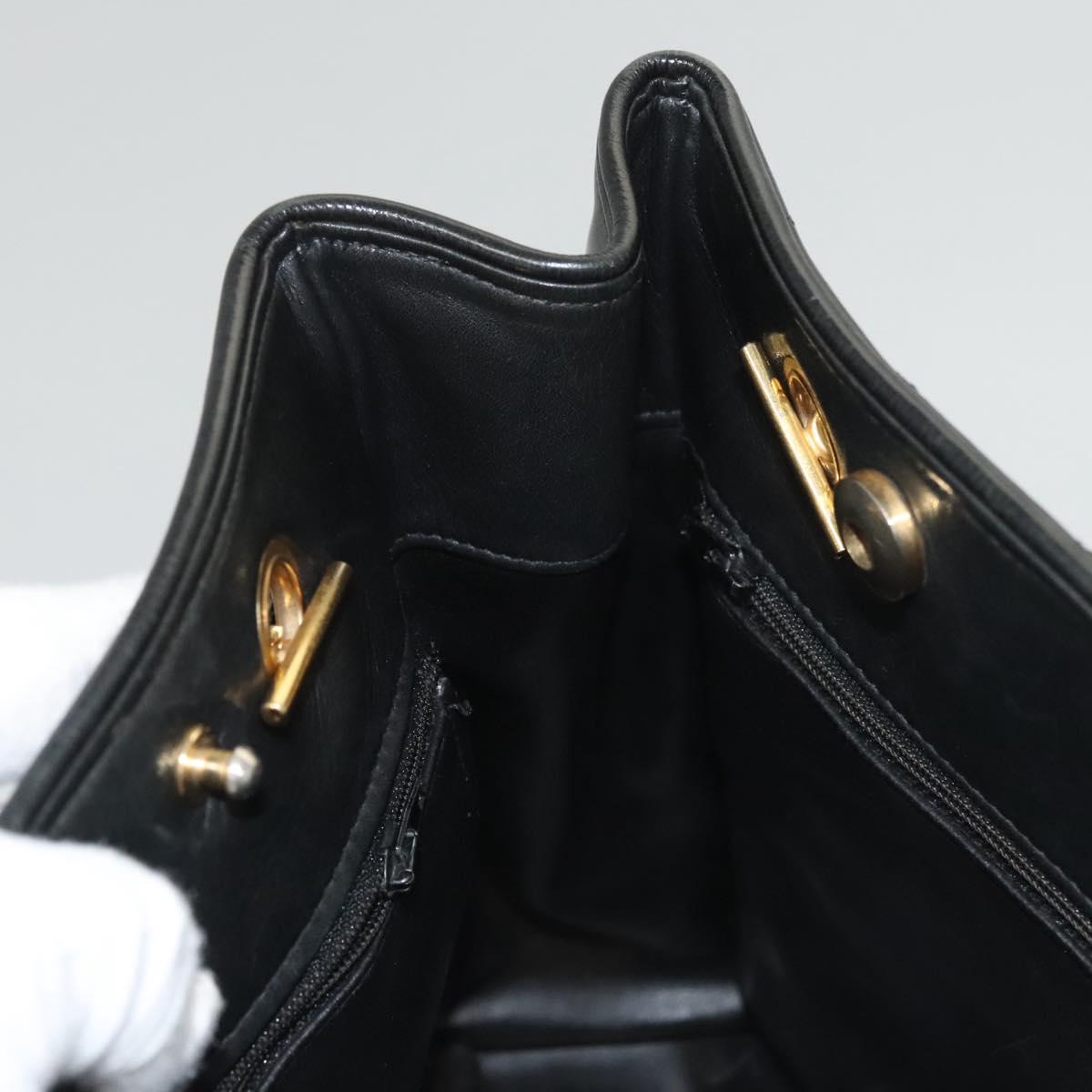 CHANEL Matelasse Chain Shoulder Bag Lamb Skin Black Gold CC Auth BA1407