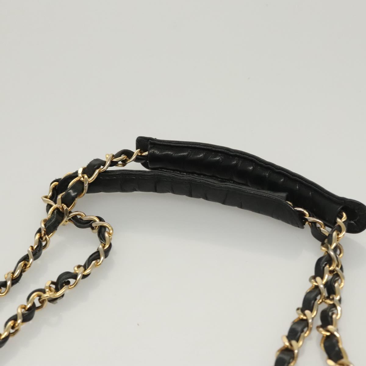 CHANEL Matelasse Chain Shoulder Bag Lamb Skin Black Gold CC Auth BA1407