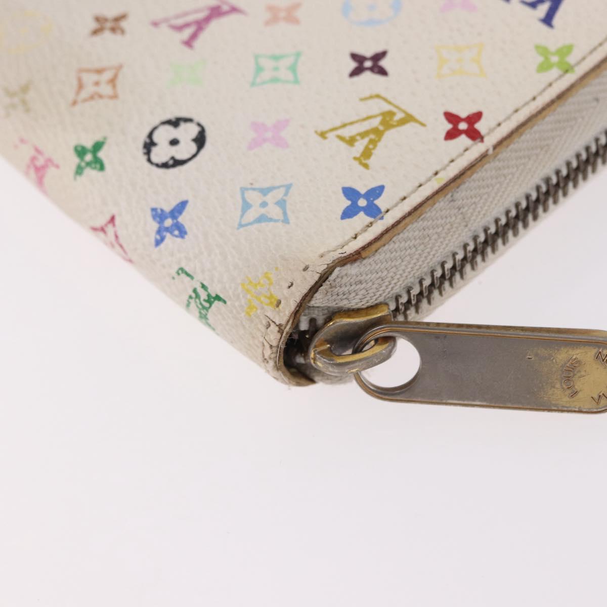 LOUIS VUITTON Monogram Multicolor Zippy Wallet White M60274 LV Auth BA14074