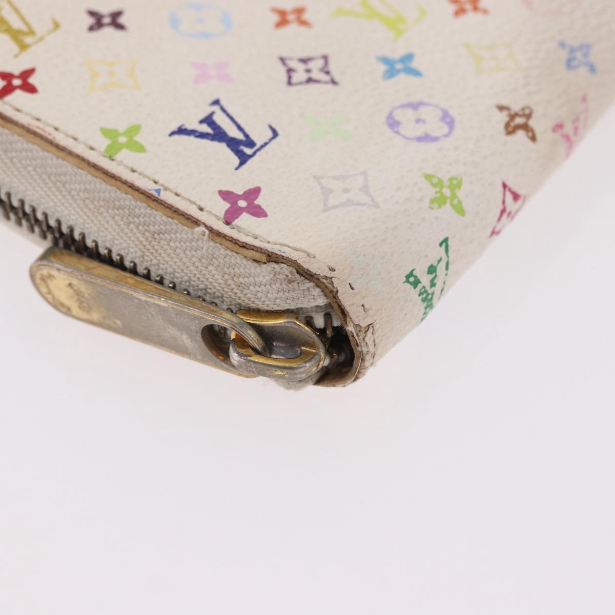 LOUIS VUITTON Monogram Multicolor Zippy Wallet White M60274 LV Auth BA14074