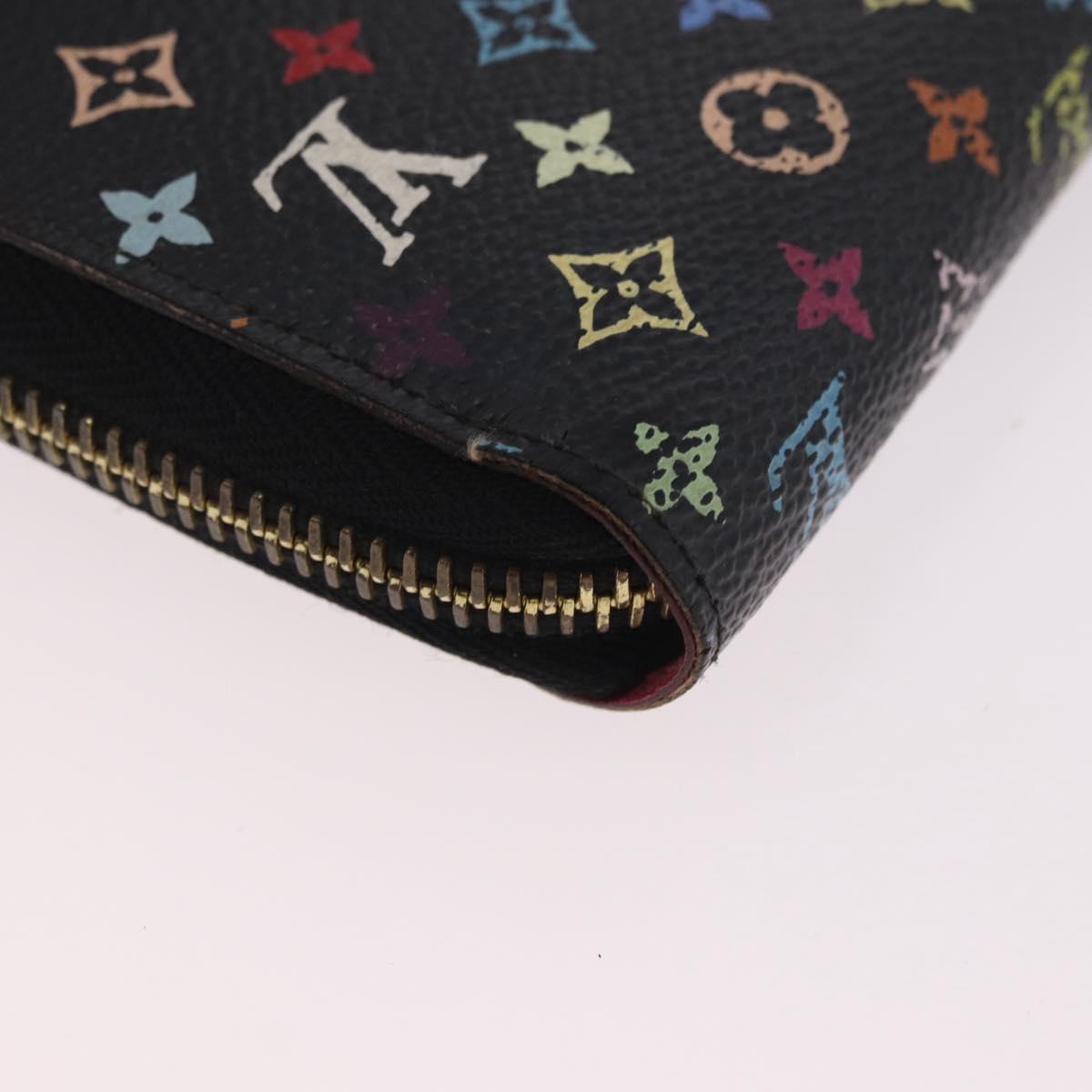 LOUIS VUITTON Monogram Multicolor Zippy Wallet Black M60243 LV Auth BA14075