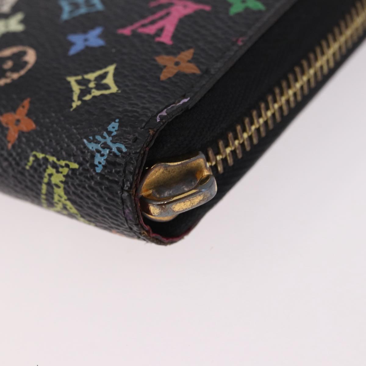 LOUIS VUITTON Monogram Multicolor Zippy Wallet Black M60243 LV Auth BA14075