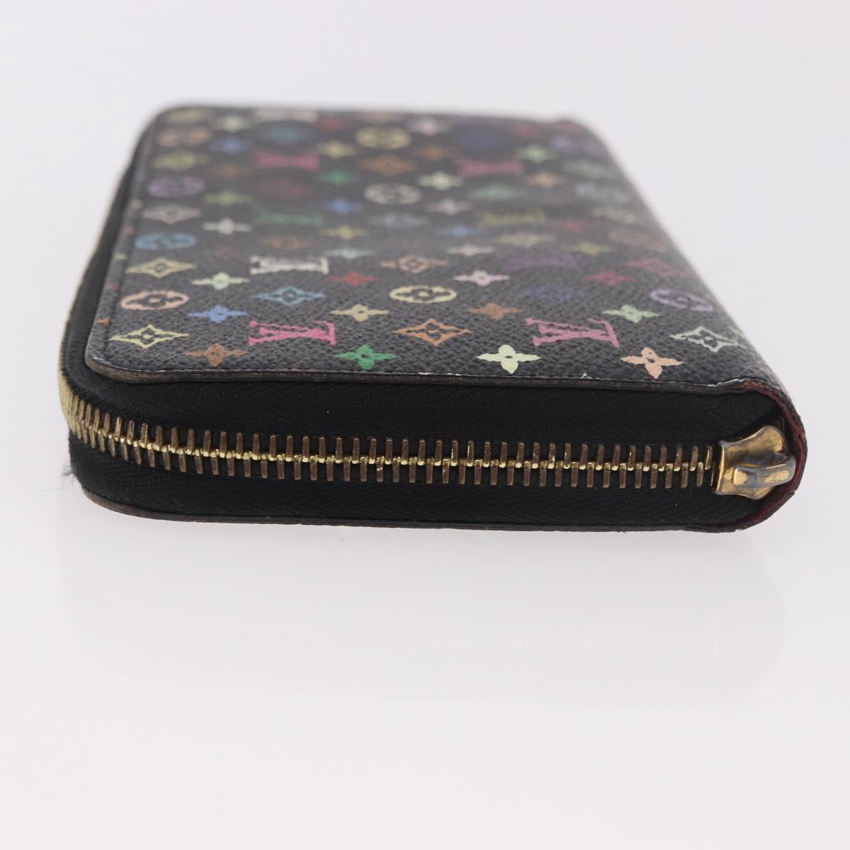 LOUIS VUITTON Monogram Multicolor Zippy Wallet Black M60243 LV Auth BA14075