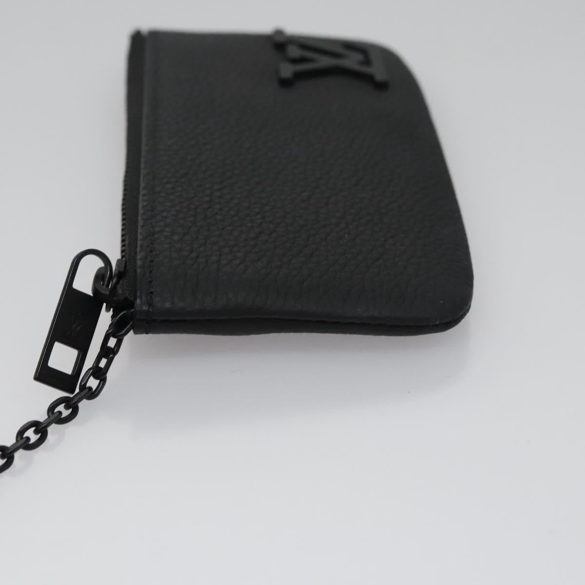 LOUIS VUITTON Aerogram Pochette Cles Coin Purse Black M81031 LV Auth BA140A