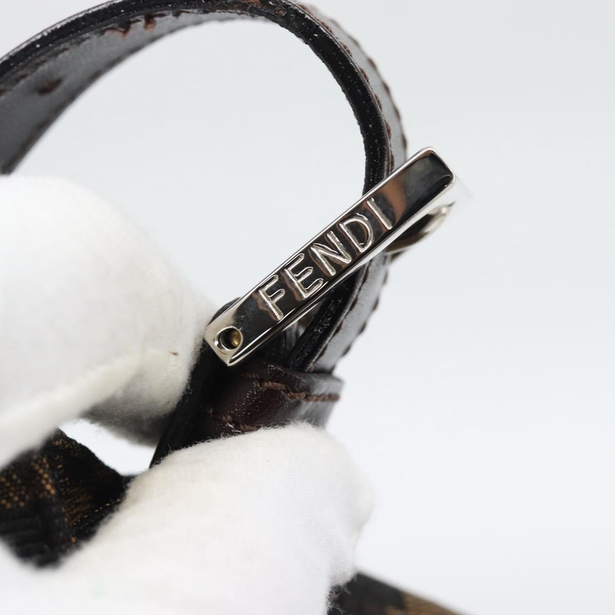FENDI Zucca Canvas Mamma Baguette Shoulder Bag Black Brown Auth BA14103V