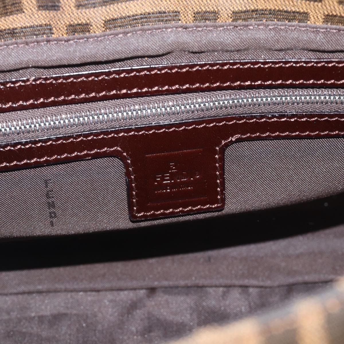 FENDI Zucca Canvas Mamma Baguette Shoulder Bag Black Brown Auth BA14103V