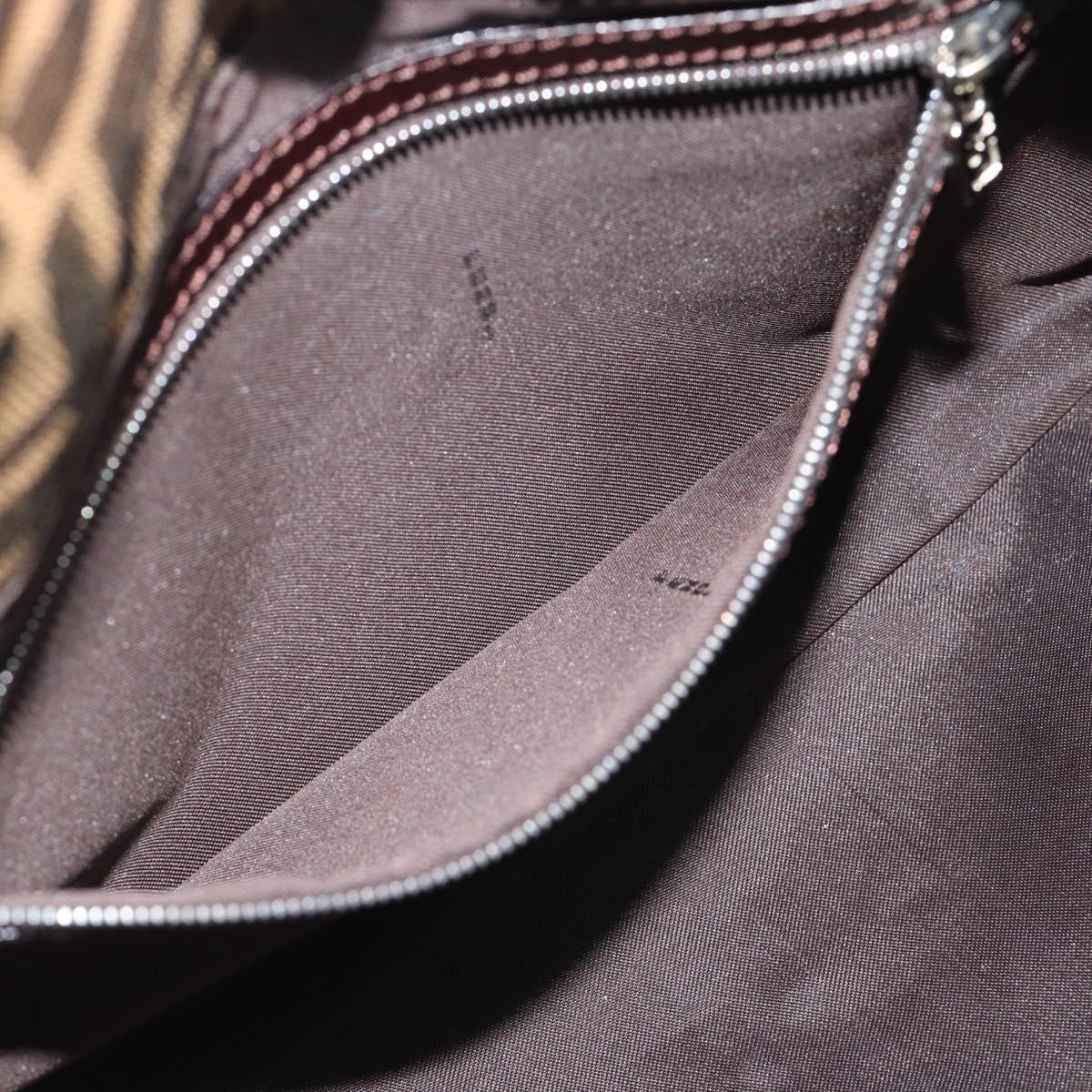FENDI Zucca Canvas Mamma Baguette Shoulder Bag Black Brown Auth BA14103V