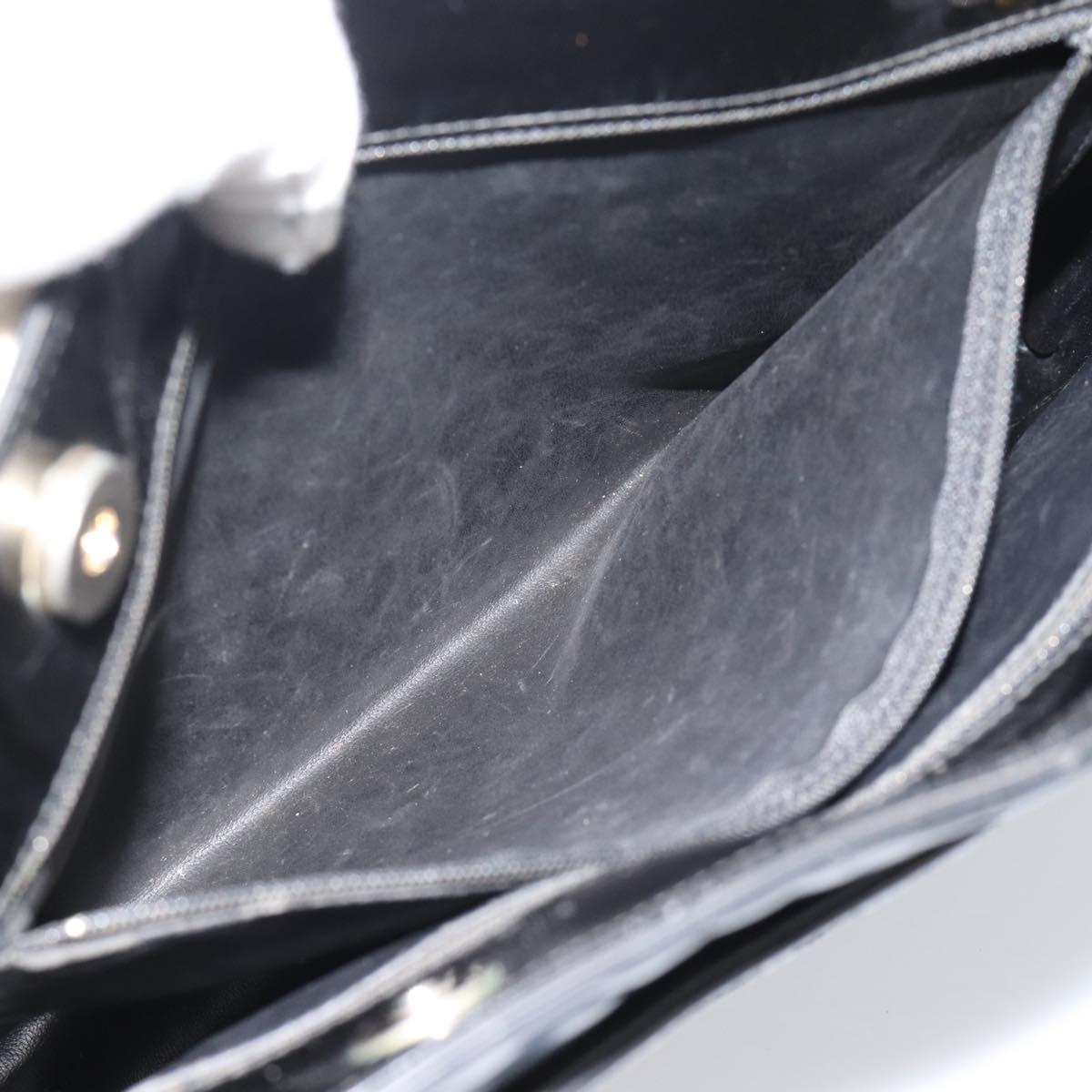CHANEL Tote Bag Patent Leather Black Gold CC Auth BA14104