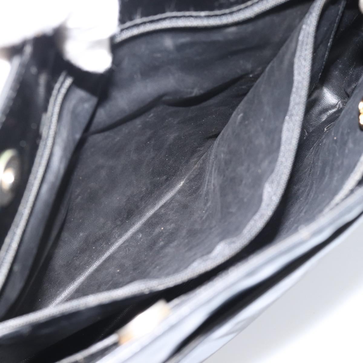 CHANEL Tote Bag Patent Leather Black Gold CC Auth BA14104