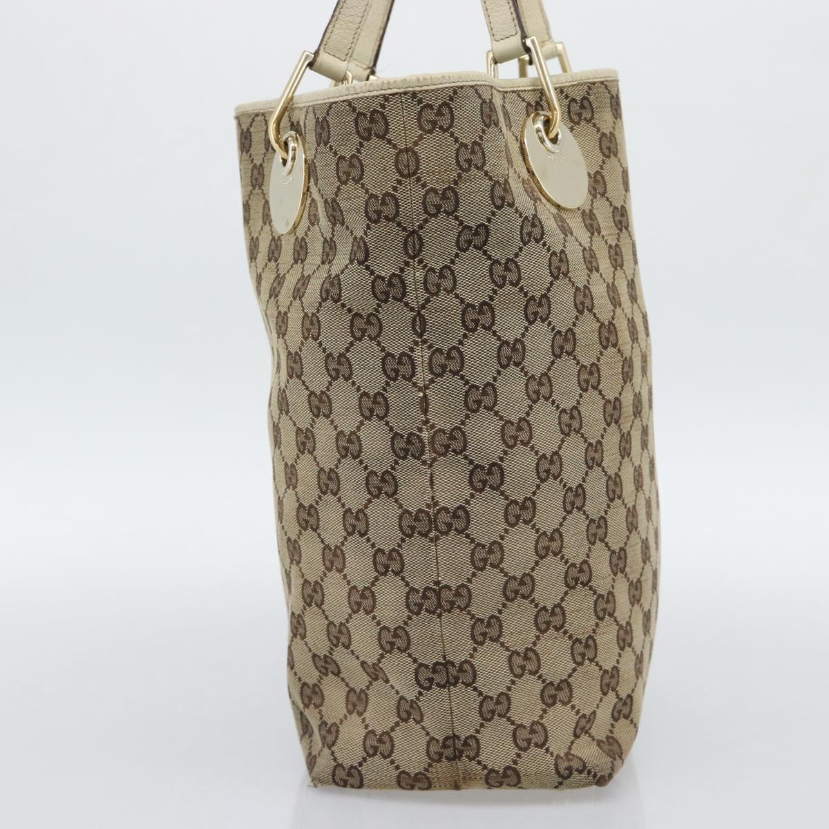 GUCCI GG Canvas Tote Bag Beige Gold 120836 Auth BA14113