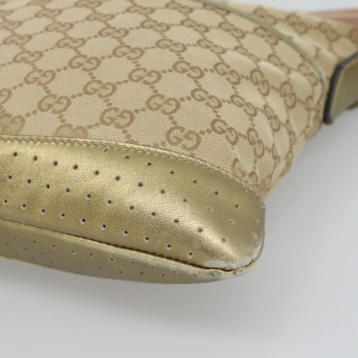 GUCCI GG Canvas Shoulder Bag Beige Gold 145857 Auth BA14114