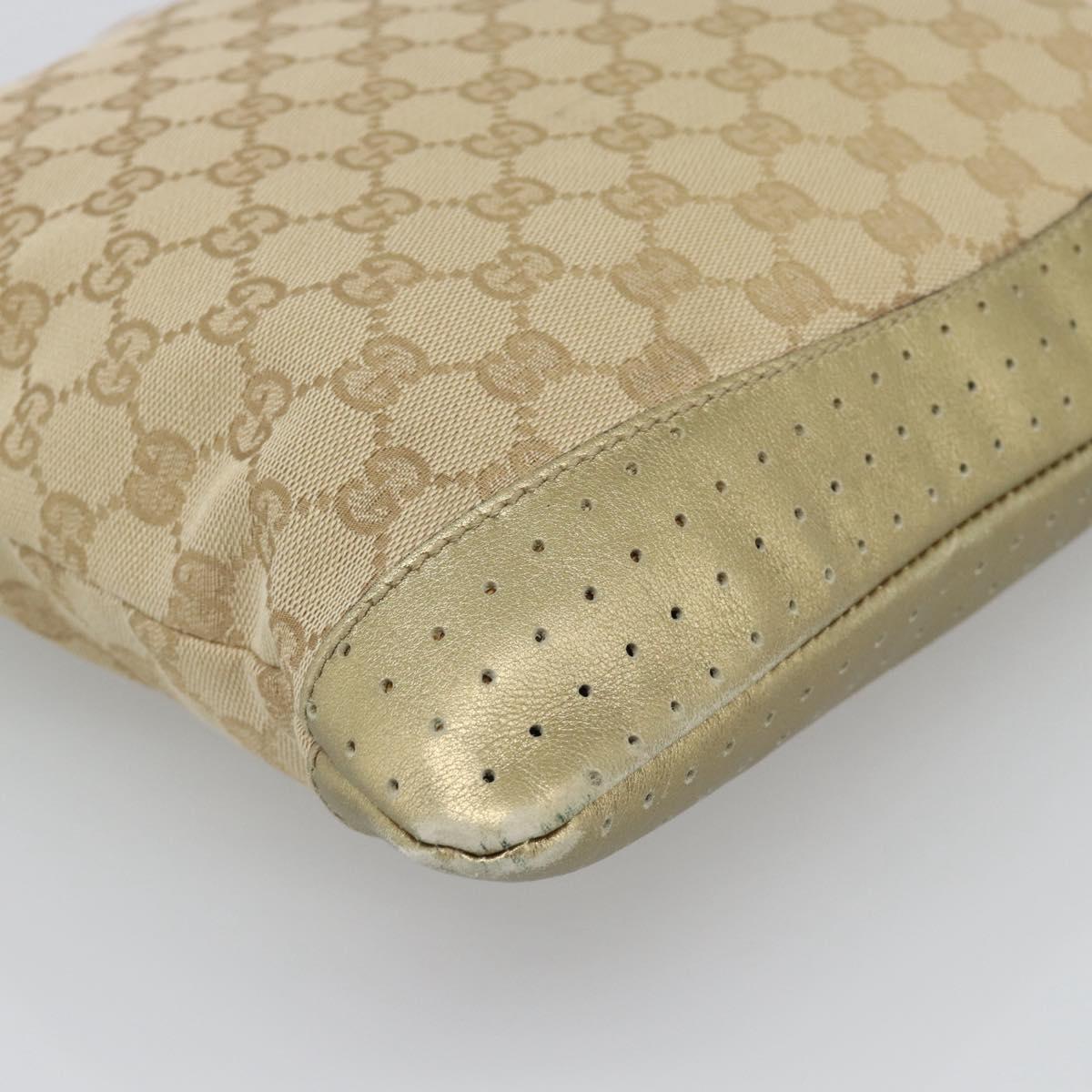 GUCCI GG Canvas Shoulder Bag Beige Gold 145857 Auth BA14114